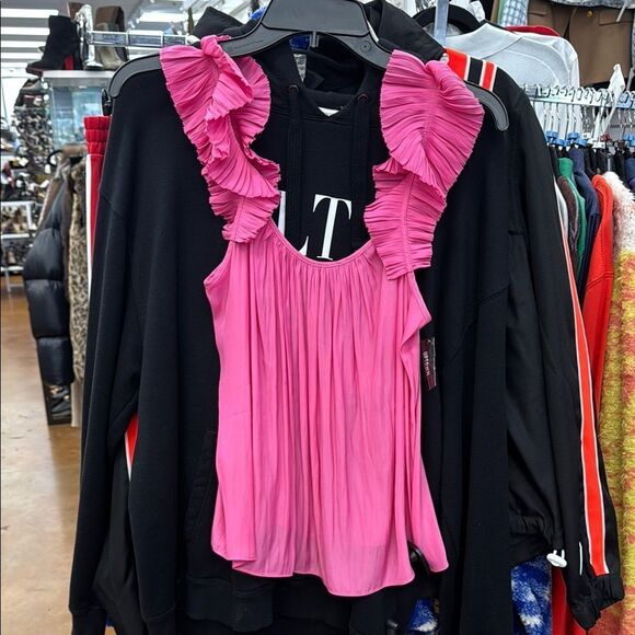 Ramy Brook Pink Ruffle Blouse - Picture 1 of 8